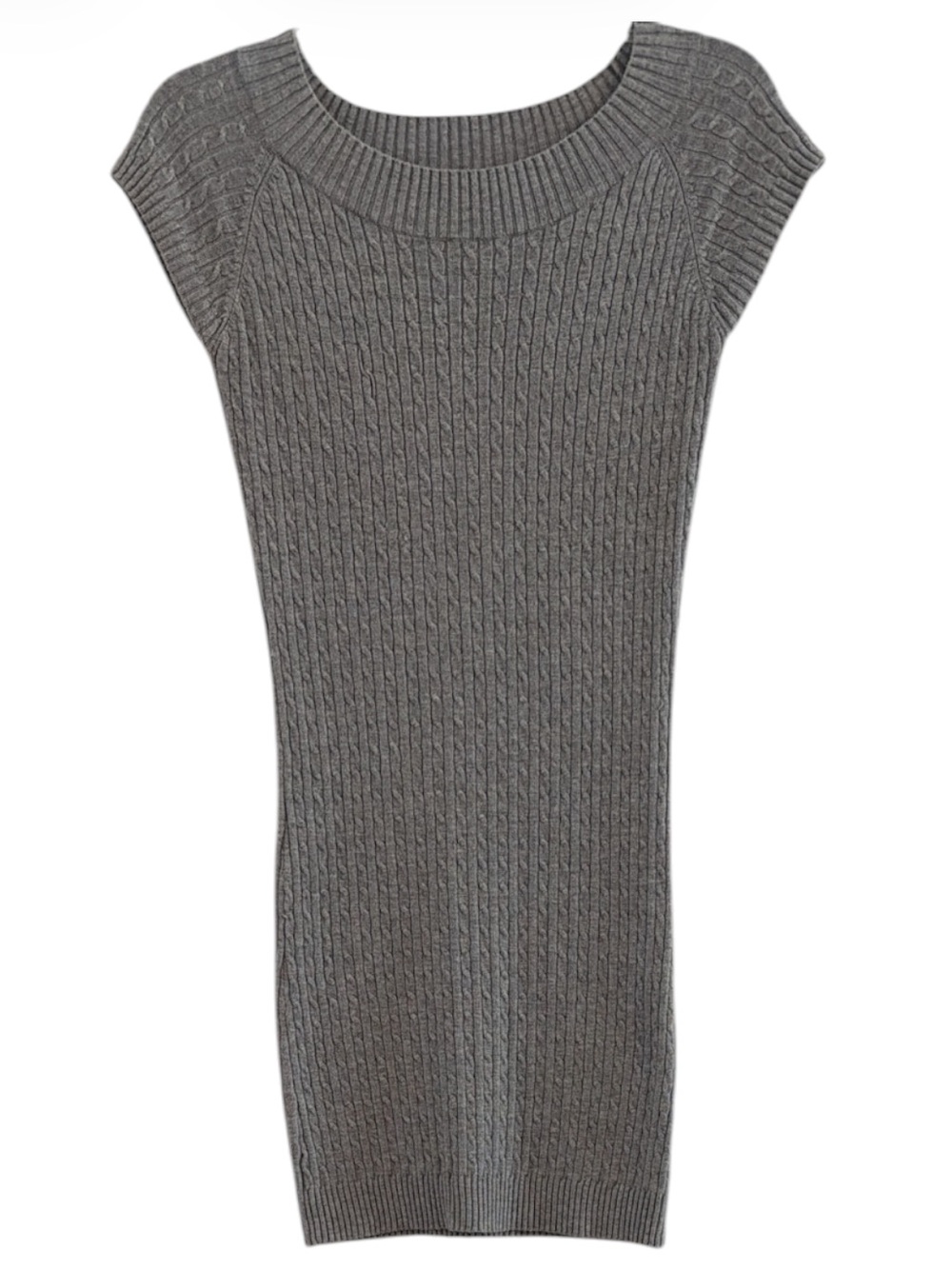 Joyce Leslie Gray Ribbed Knit Mini Dress